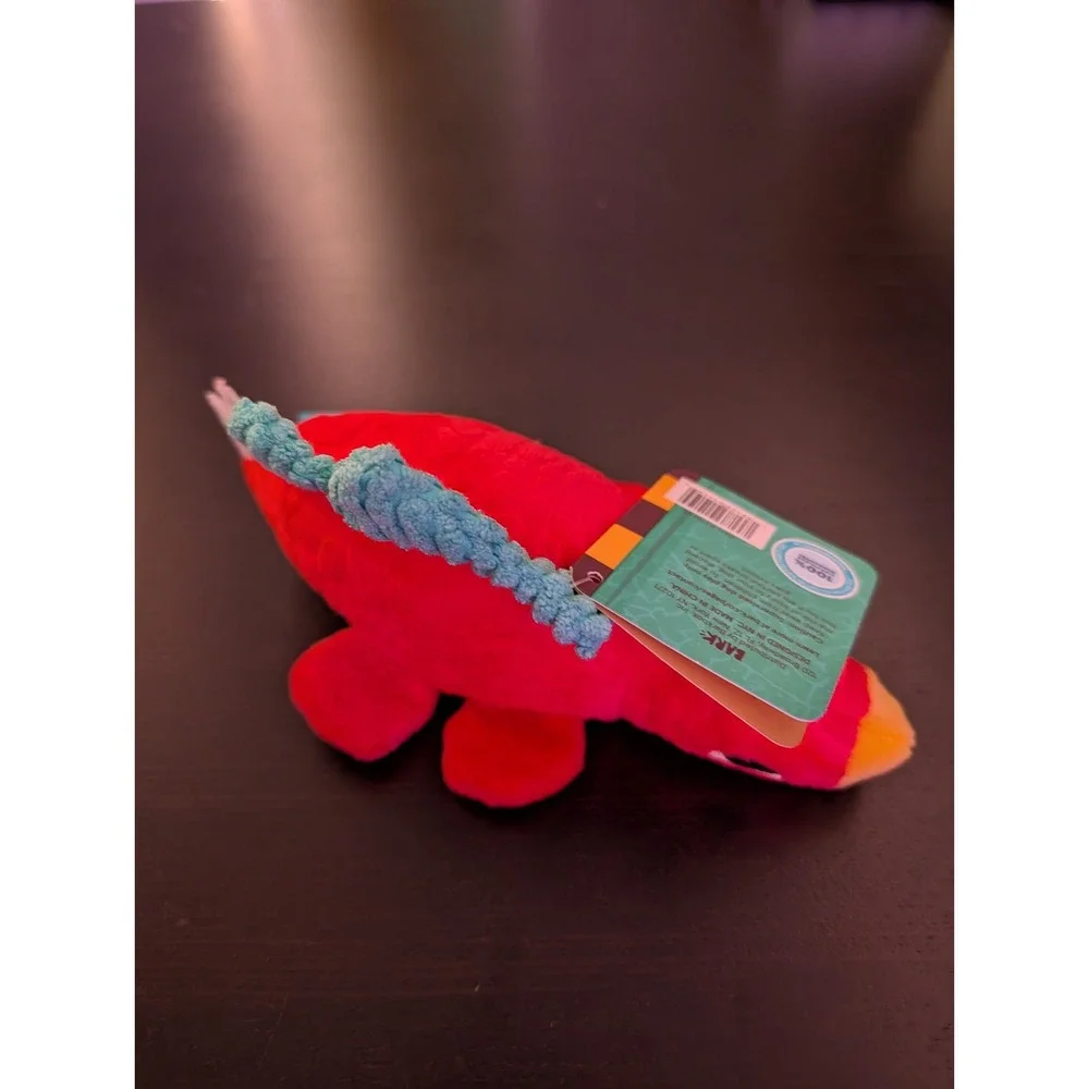 Barkbox Stella Stegosaurus Small Dog Toy Plush Squeaky Crinkle Red Dinosaur NEW